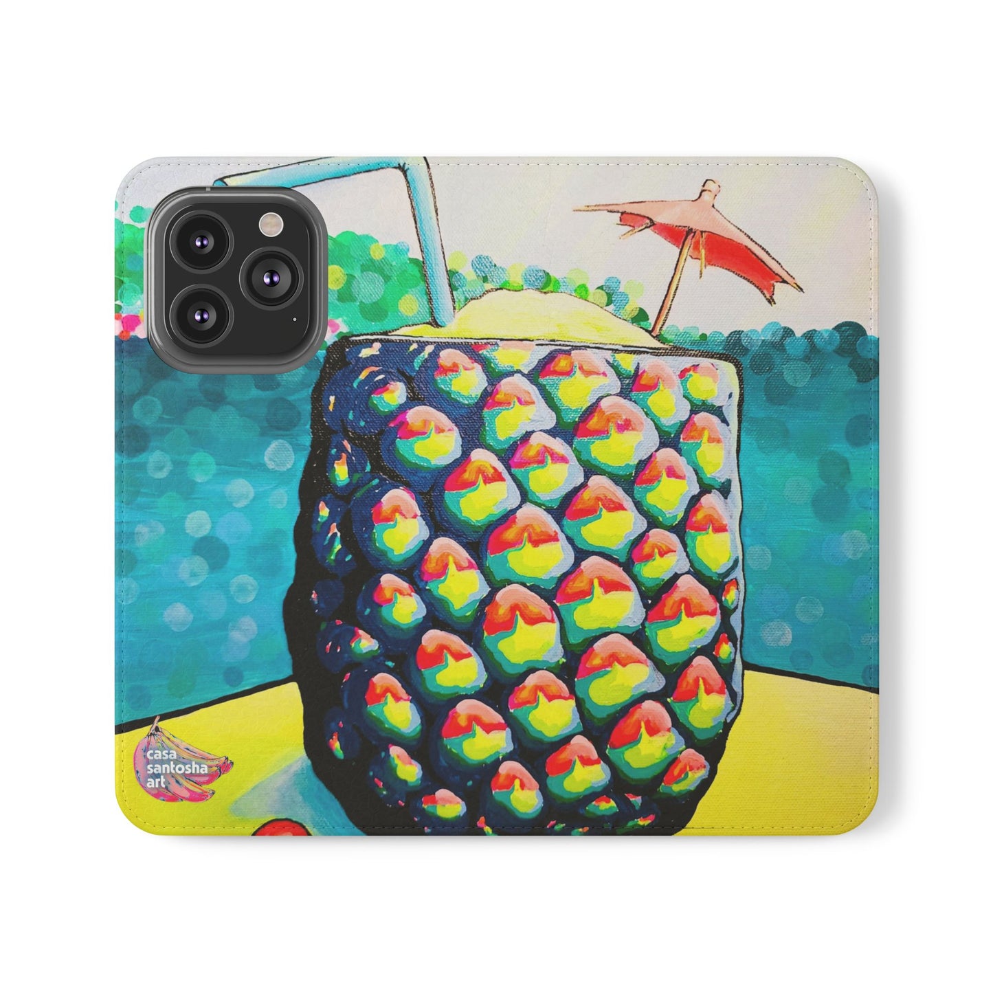 Neon Piña Colada Flip Phone Case – Wallet Cover with Card Slots