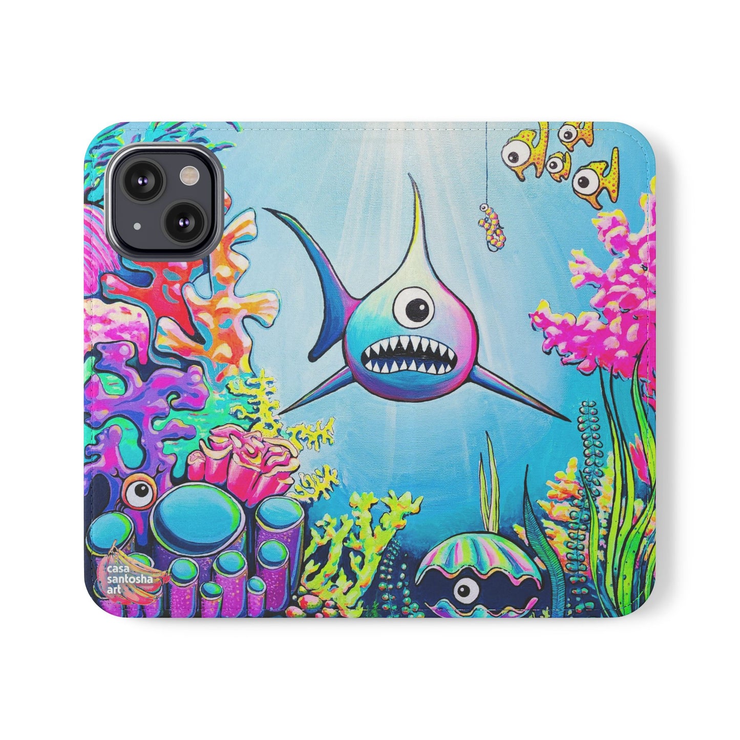 Cyclops Shark Flip Phone Case – Wallet Cover with Card Slots