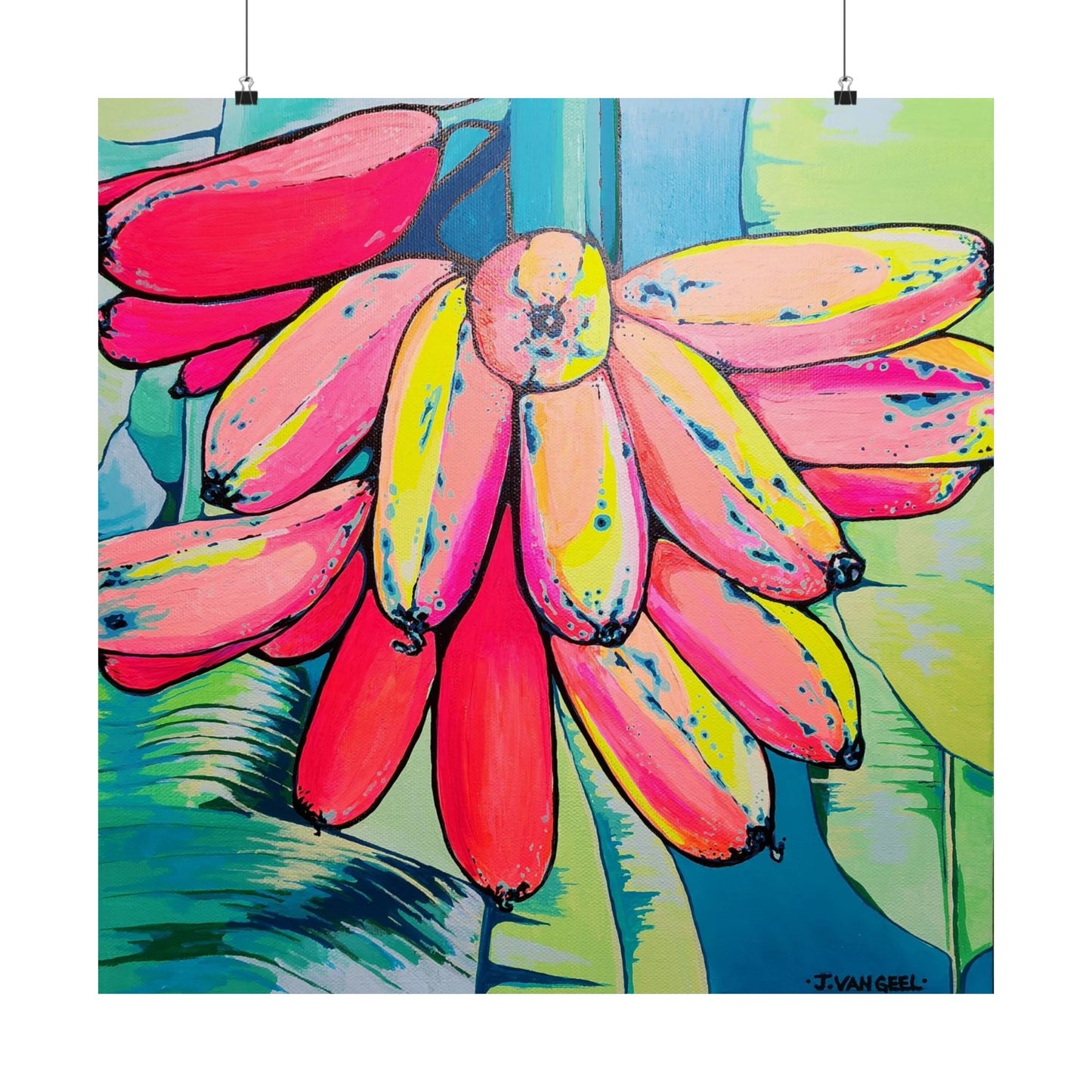 Neon Primitivo Bananas Giclée Art Poster