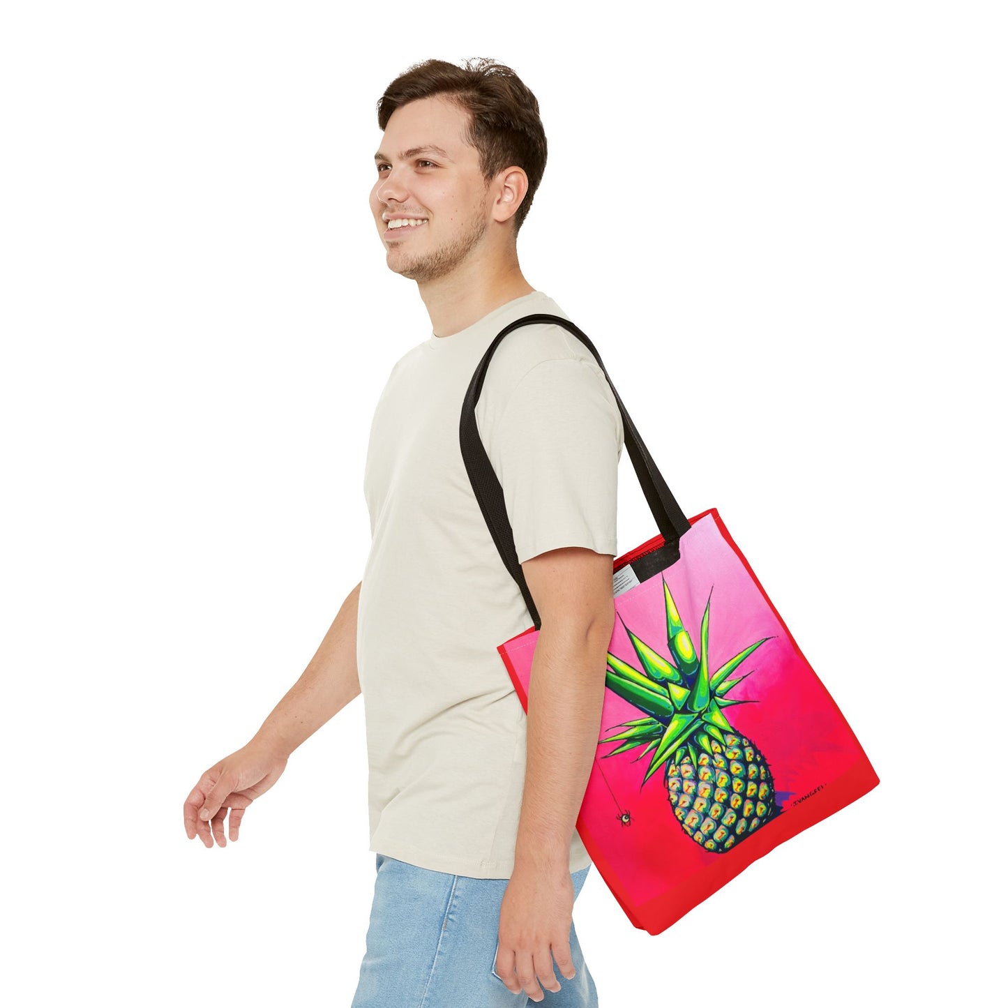 Premium Neon Pineapple Tote Bag, Original Artist Design, Reusable Shopping Tote, Eco-Friendly