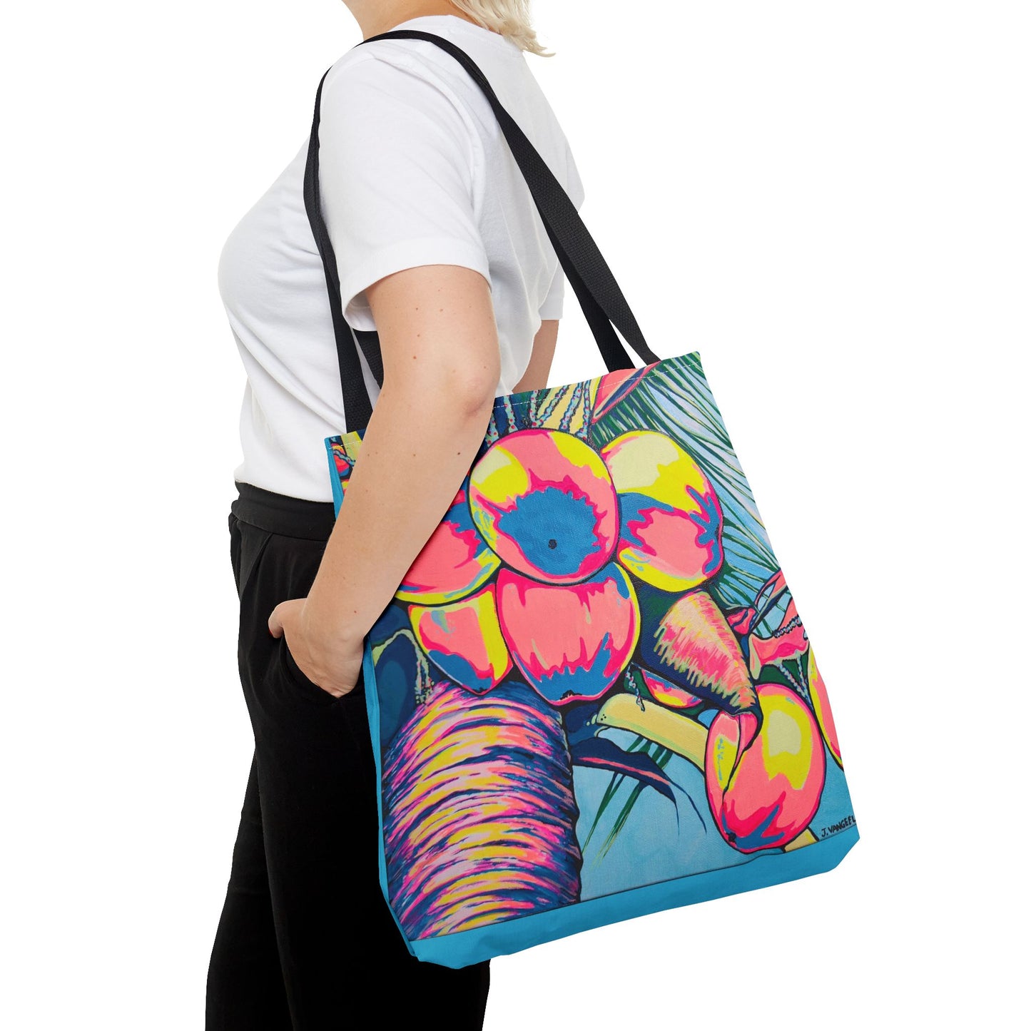 Premium Neon Coconuts Tote Bag, Original Artist Design, Reusable Shopping Tote, Eco-Friendly