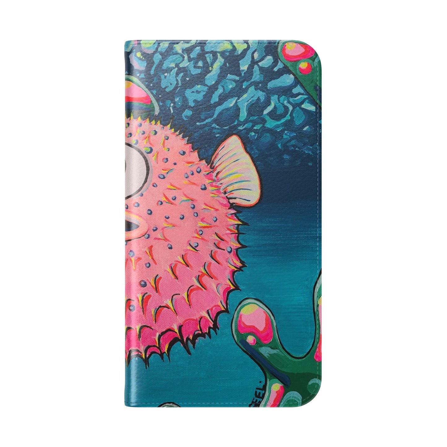 Cyclops Pufferfish Flip Phone Case – Wallet Cover with Card Slots