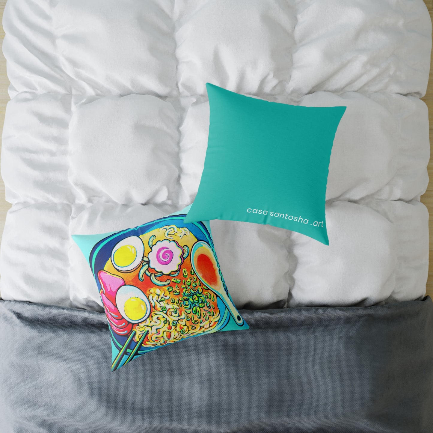 Neon Ramen Art Canvas Decorative Pillow