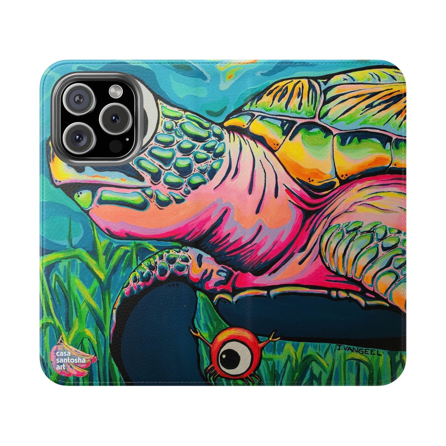 Cyclops Turtle Flip Phone Case – Wallet Cover with Card Slots