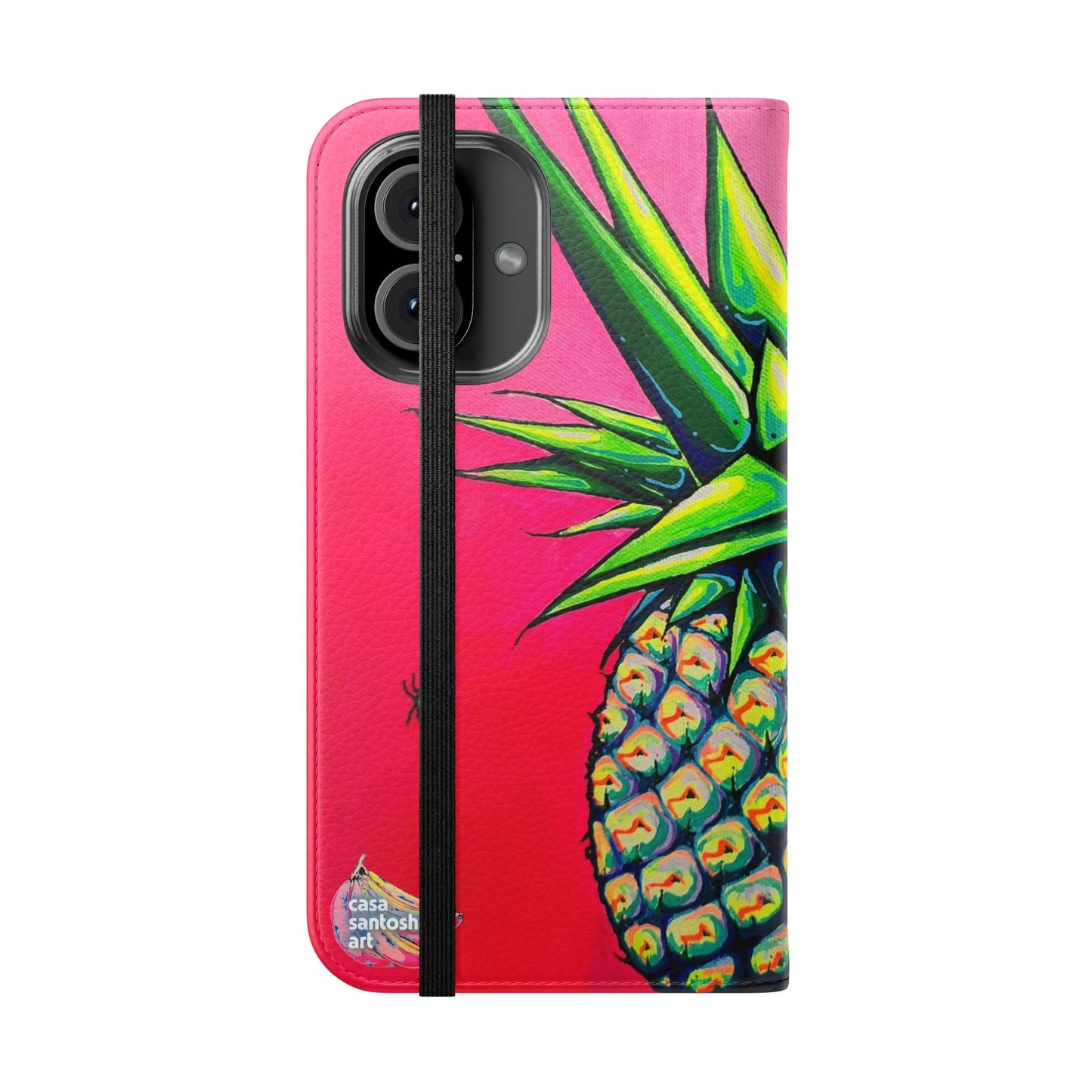 Neon Pineapple Flip Phone Case – Wallet Cover with Card Slots