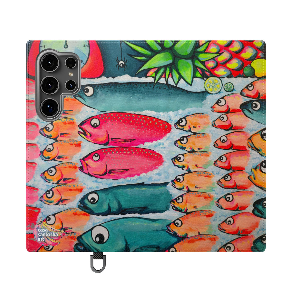 Neon Cabo Fish Market Flip Phone Case – Wallet Cover with Card Slots