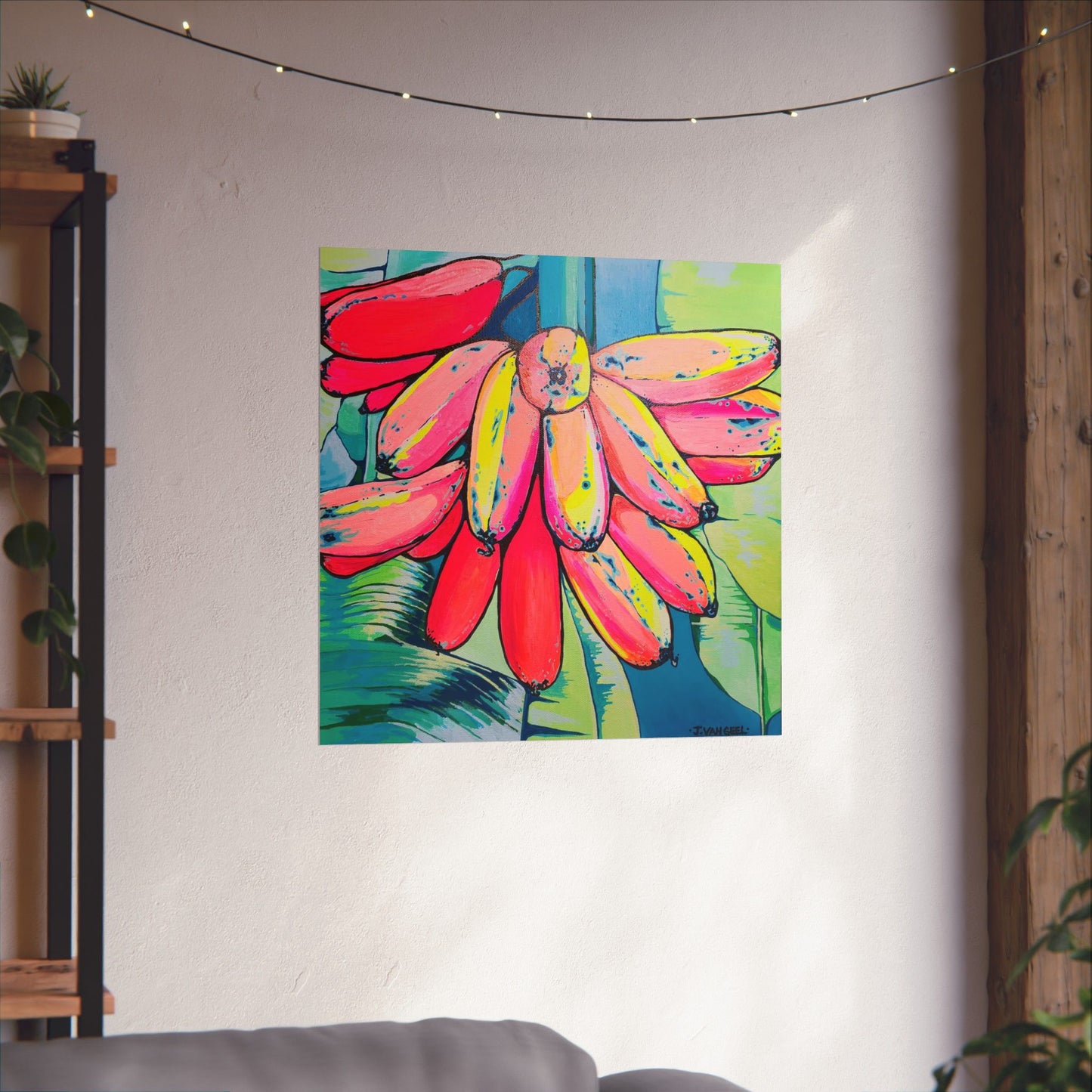 Neon Primitivo Bananas Giclée Art Poster