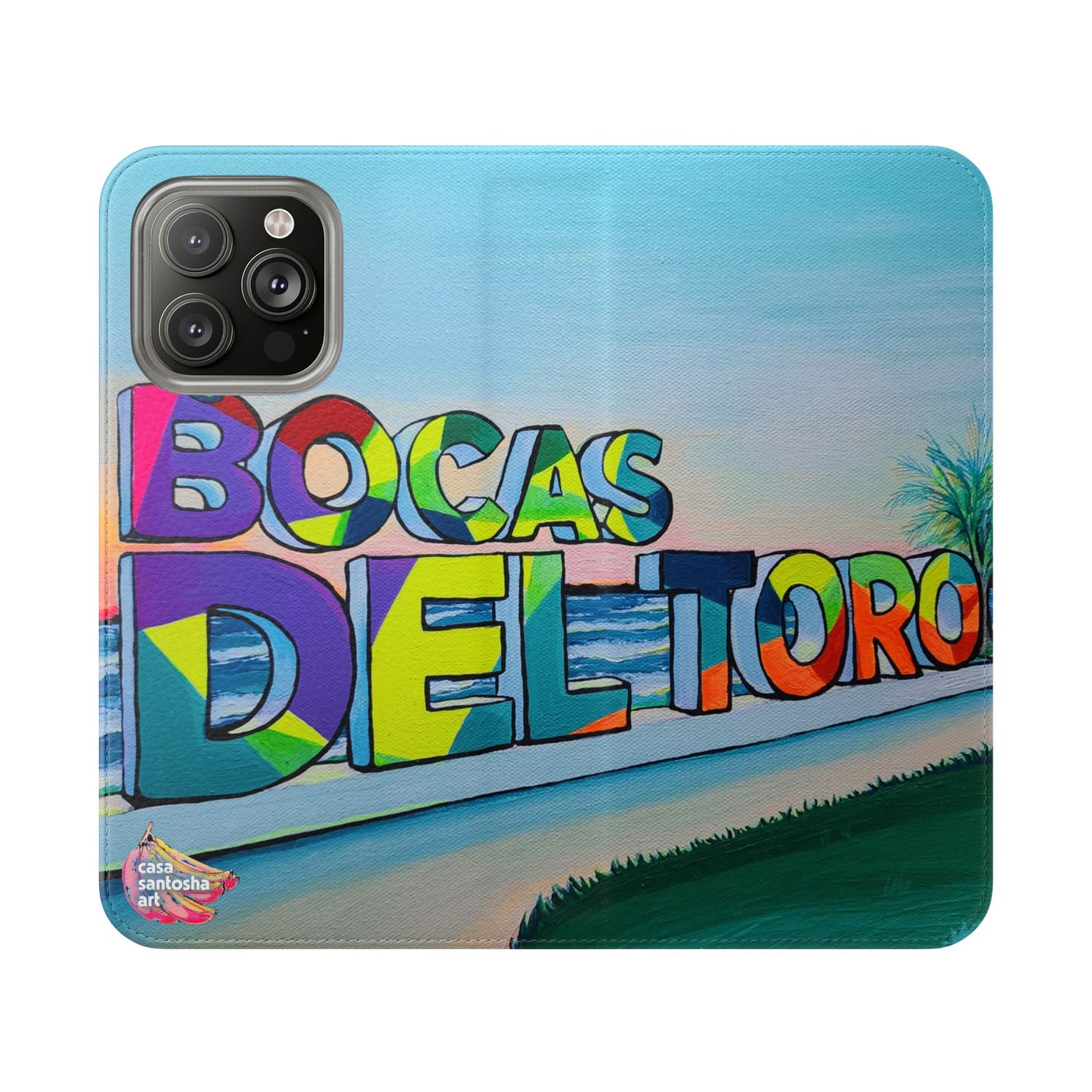 Bocas Del Toro Sign Flip Phone Case – Wallet Cover with Card Slots