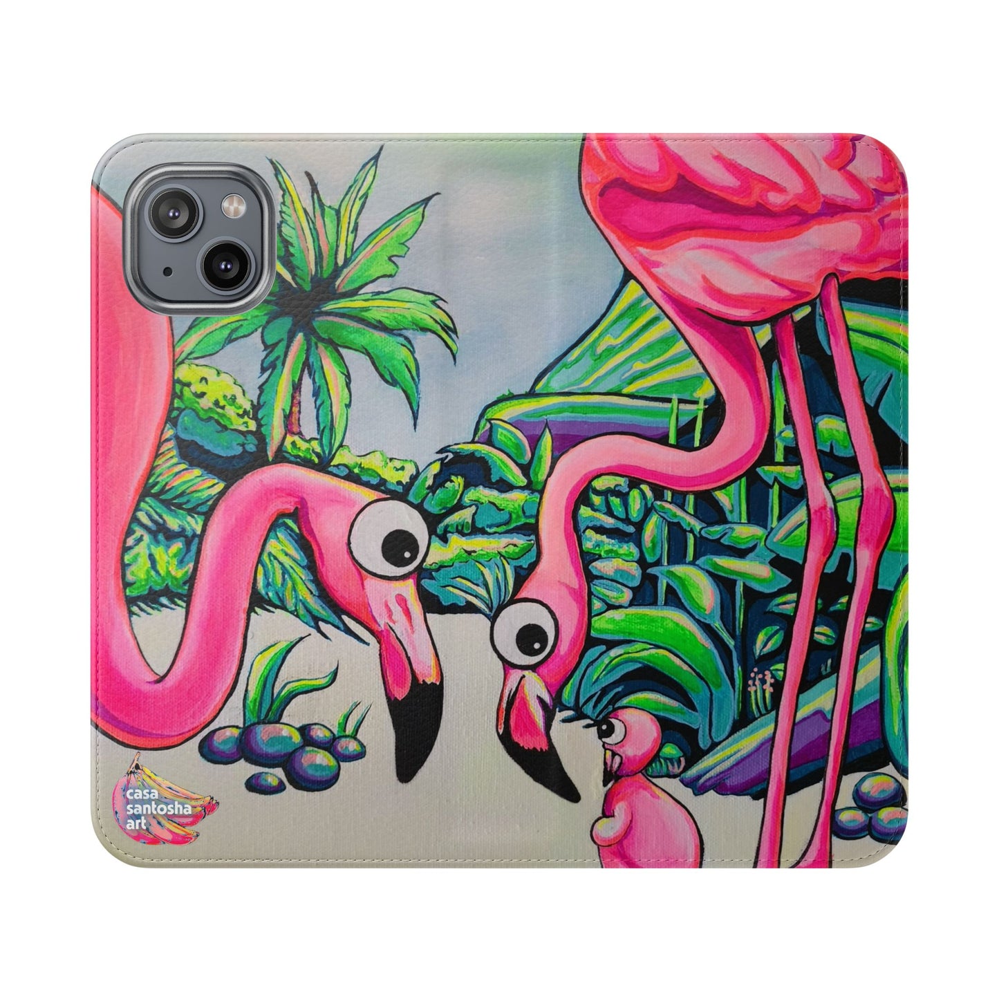 Cyclops Flamingo Family Flip Phone Case – Wallet Cover with Card Slots