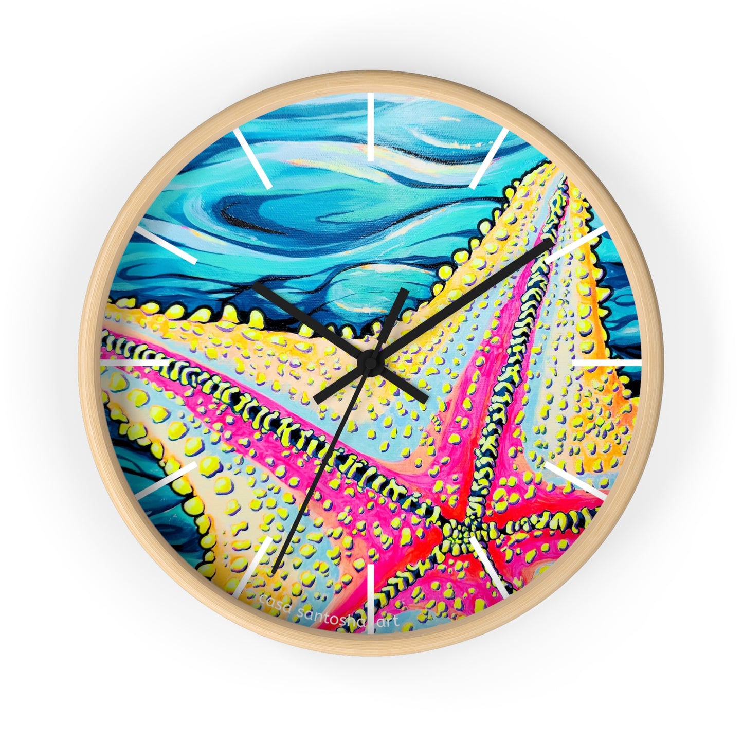 Starfish Beach Bocas Pop Art Wall Clock