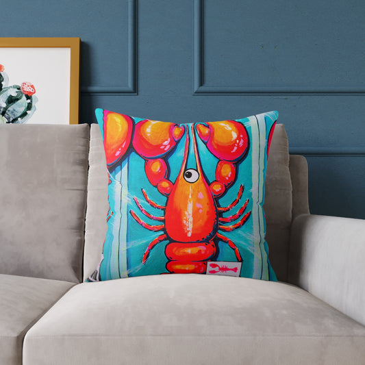 Neon Lobster Art Canvas Decorative Pillow