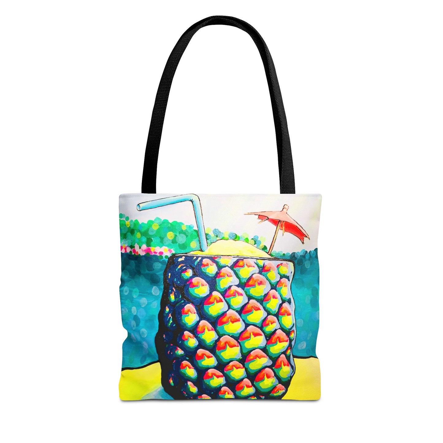 Premium Neon Piña Colada Tote Bag, Original Artist Design, Reusable Shopping Tote,  Eco-Friendly