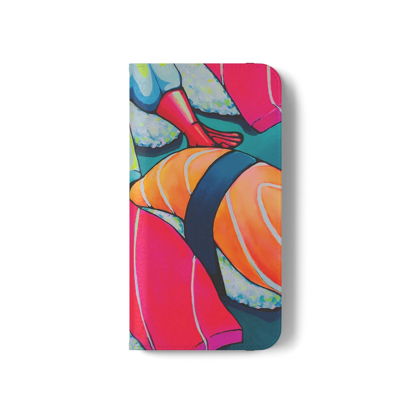Étui portefeuille pour téléphone à clapet Neon Sushi avec porte-cartes