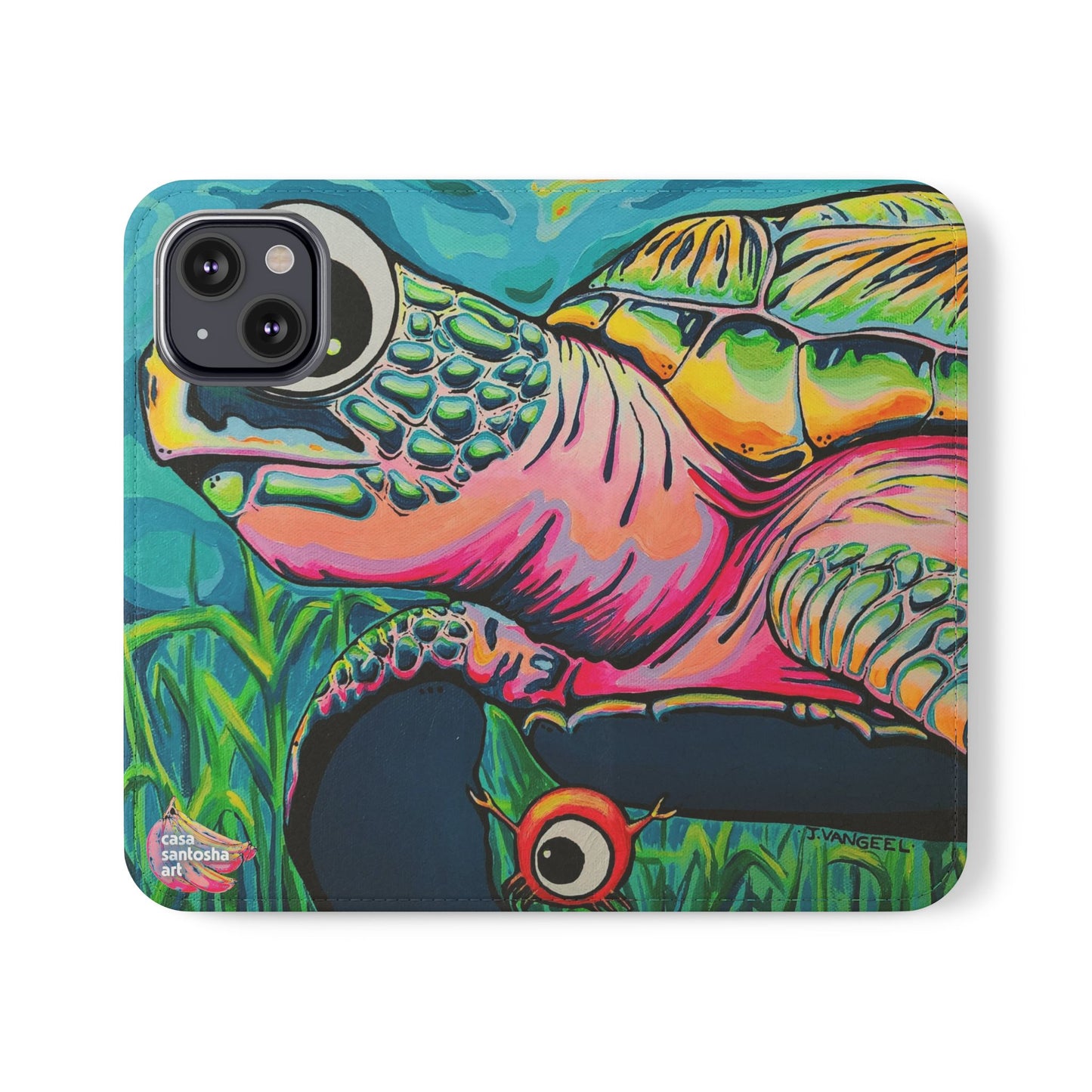 Cyclops Turtle Flip Phone Case – Wallet Cover with Card Slots
