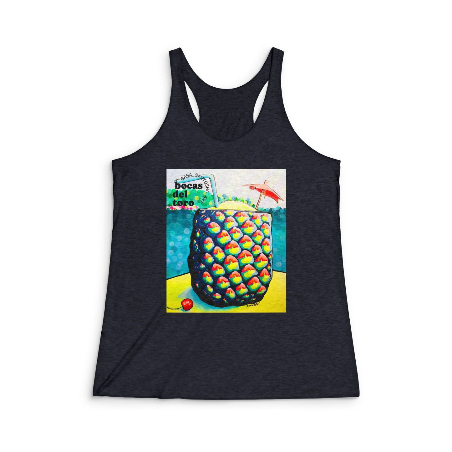 Women's Neon Piña Colada Graphic Racerback Tank