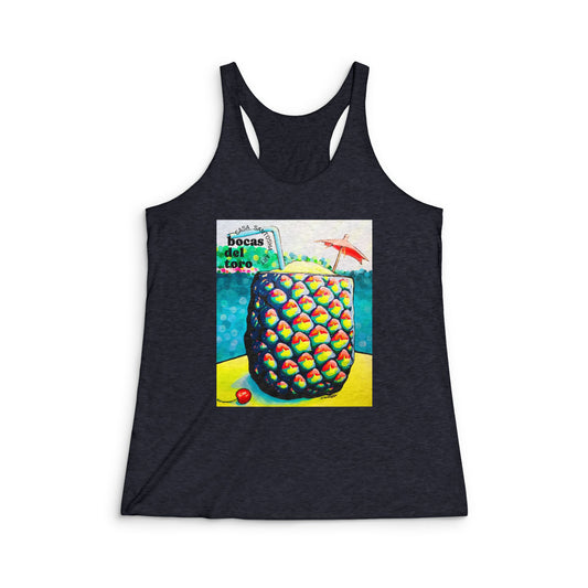Women's Neon Piña Colada Graphic Racerback Tank