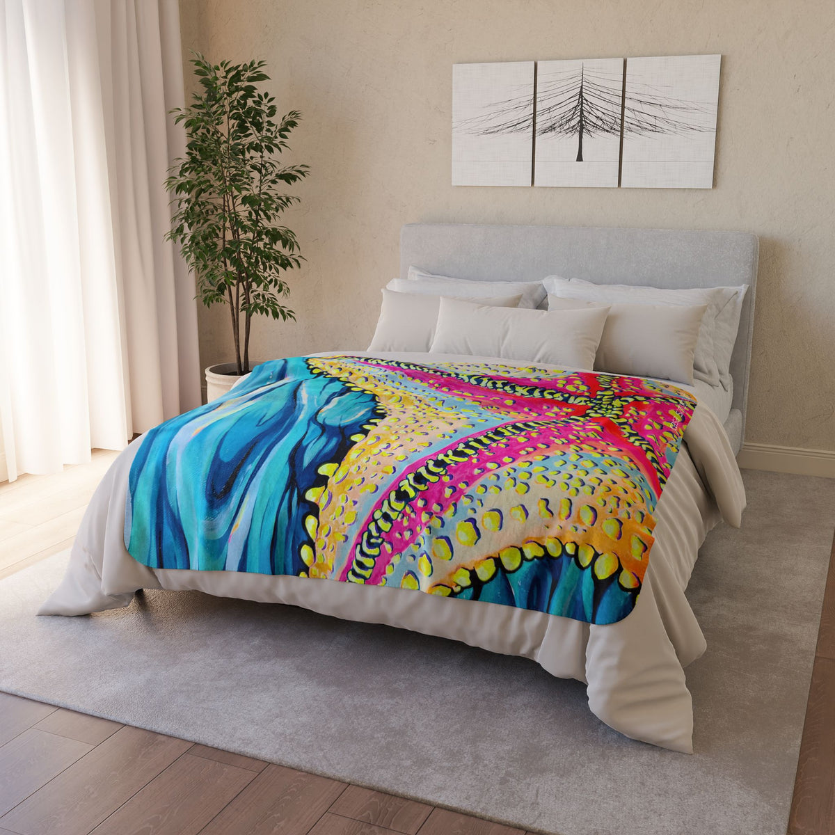Starfish Beach Bocas Fleece Sherpa Blanket