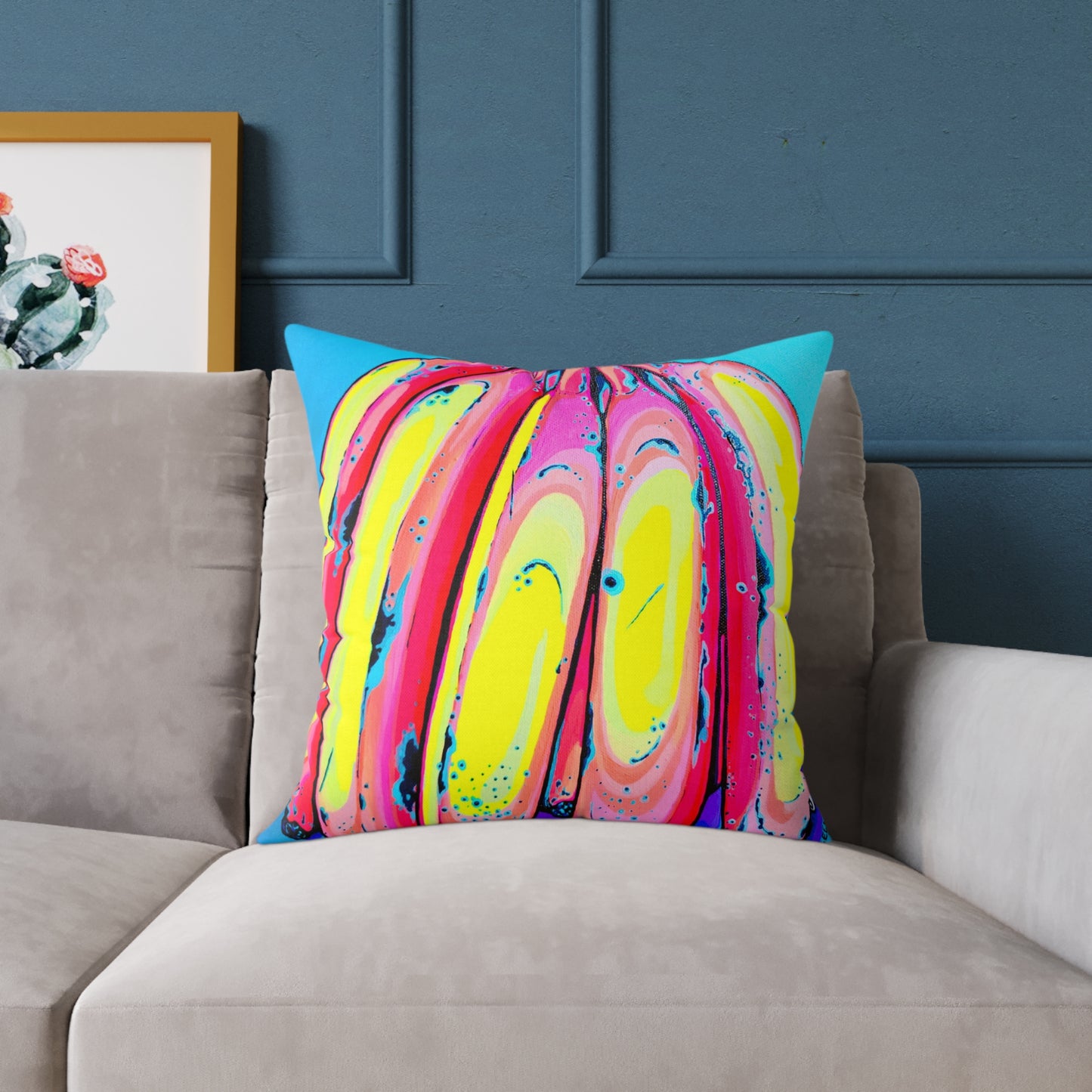 Neon Fat Bananas Art Canvas Decorative Pillow