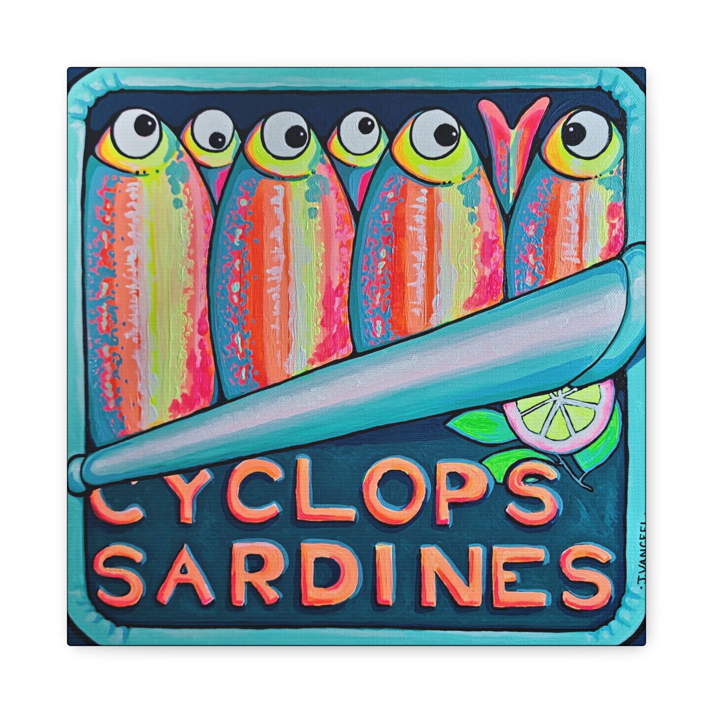 Neon Sardines Canvas Wall Art