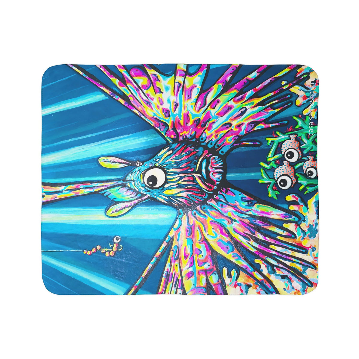 Cyclops Lionfish Fleece Sherpa Blanket