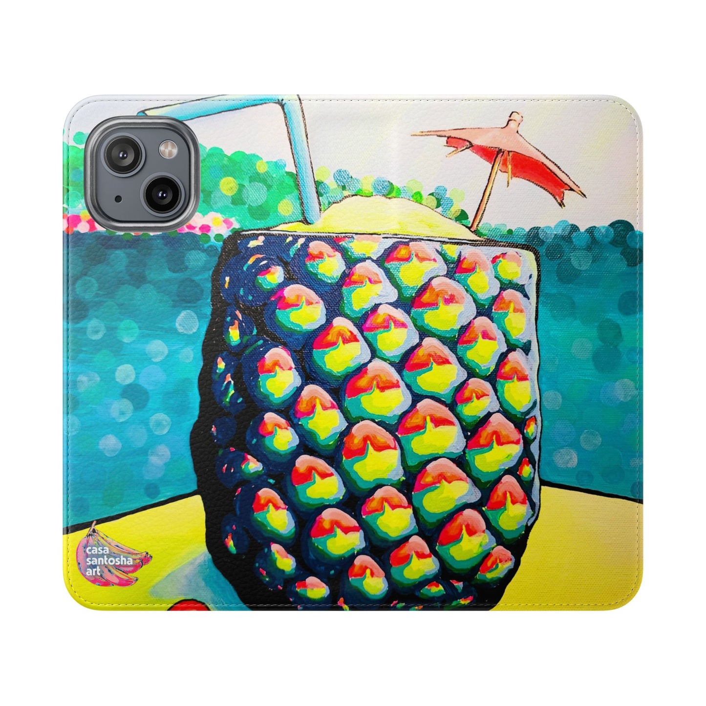 Neon Piña Colada Flip Phone Case – Wallet Cover with Card Slots
