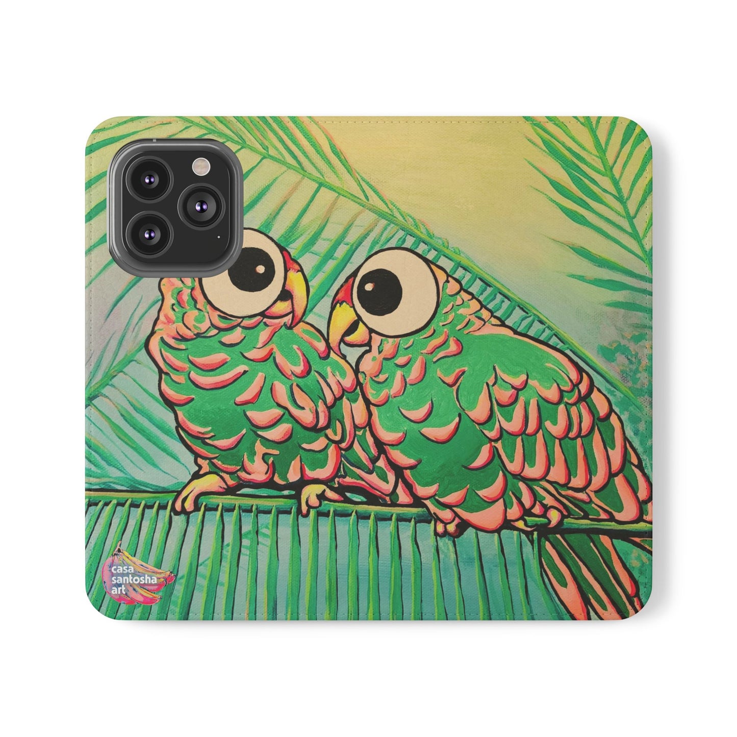 Chatty Cyclops Parrots Flip Phone Case – Wallet Cover with Card Slots