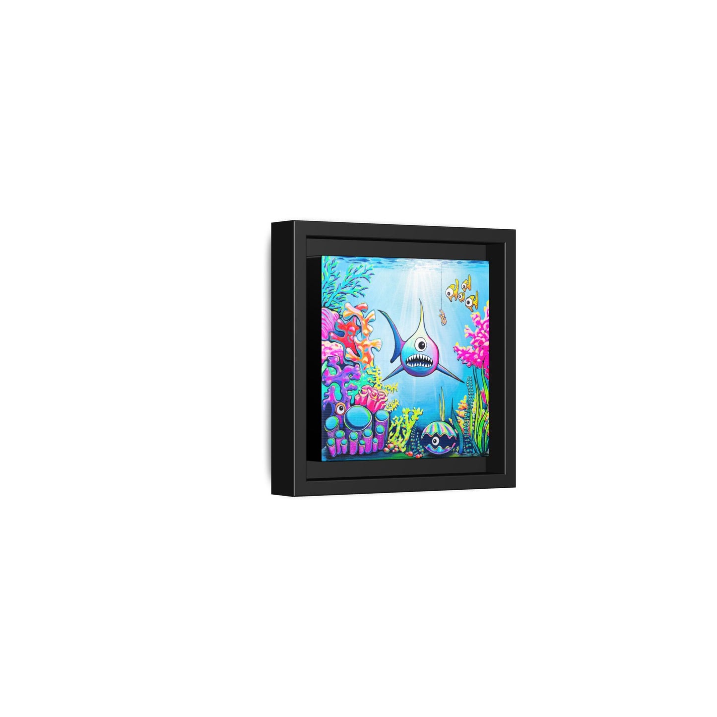 Framed Cyclops Shark Canvas Print