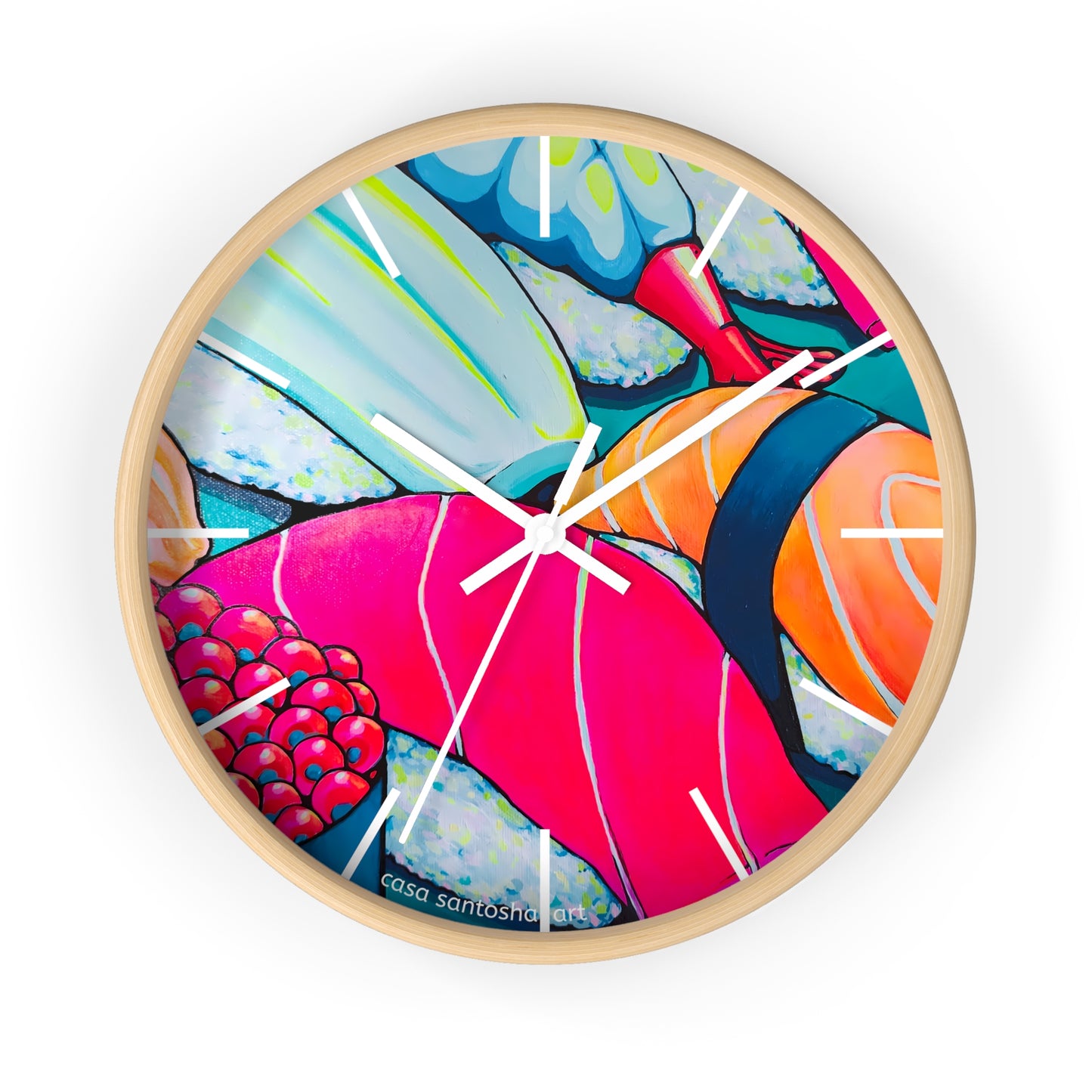 Horloge murale néon Sushi Pop Art