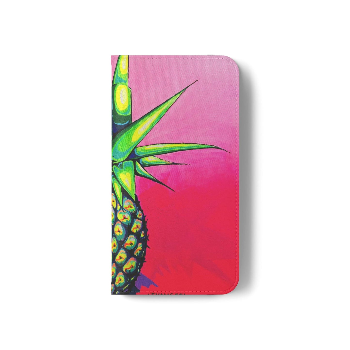 Neon Pineapple Flip Phone Case – Wallet Cover with Card Slots