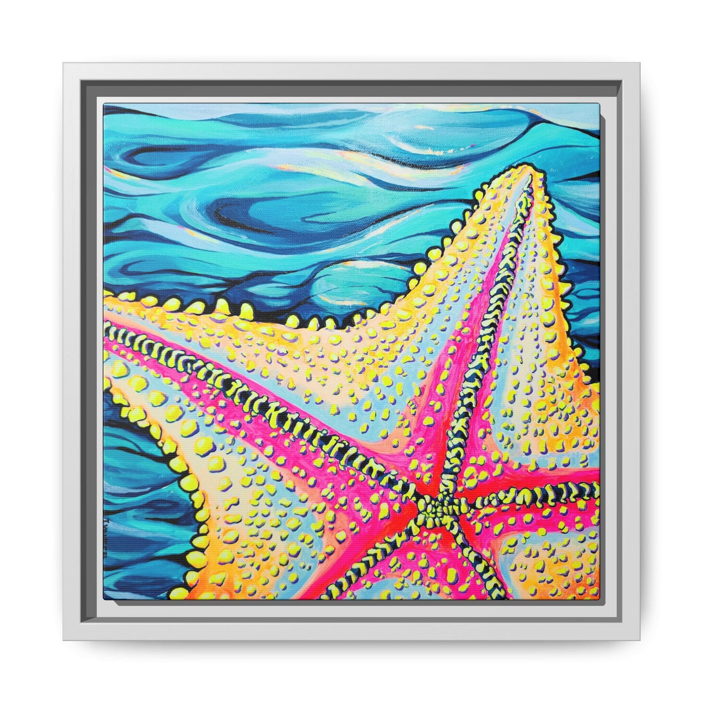 Framed Starfish Beach Bocas Canvas Print