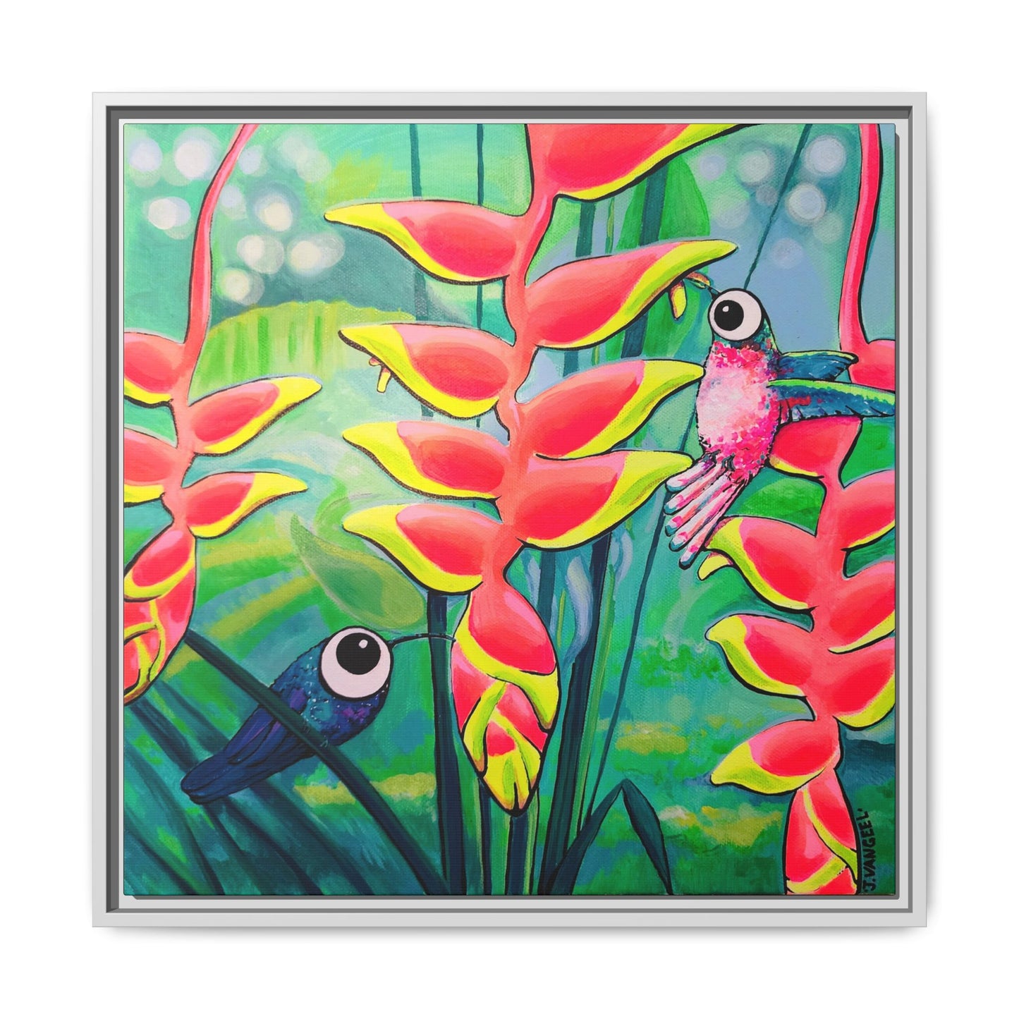 Framed Cyclops Hummingbirds Canvas Print