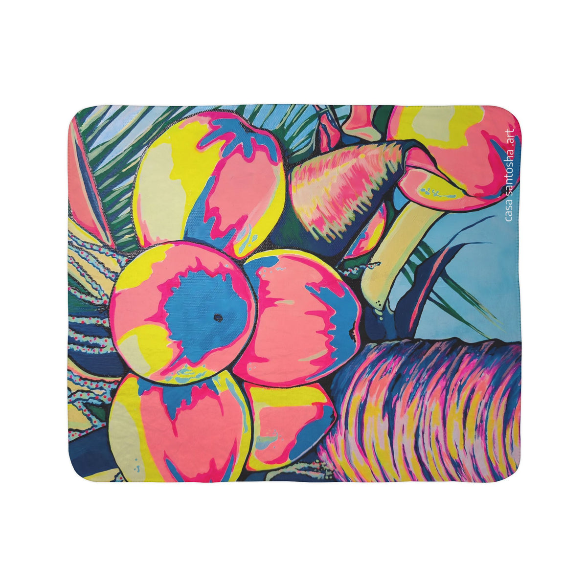 Neon Coconuts Fleece Sherpa Blanket