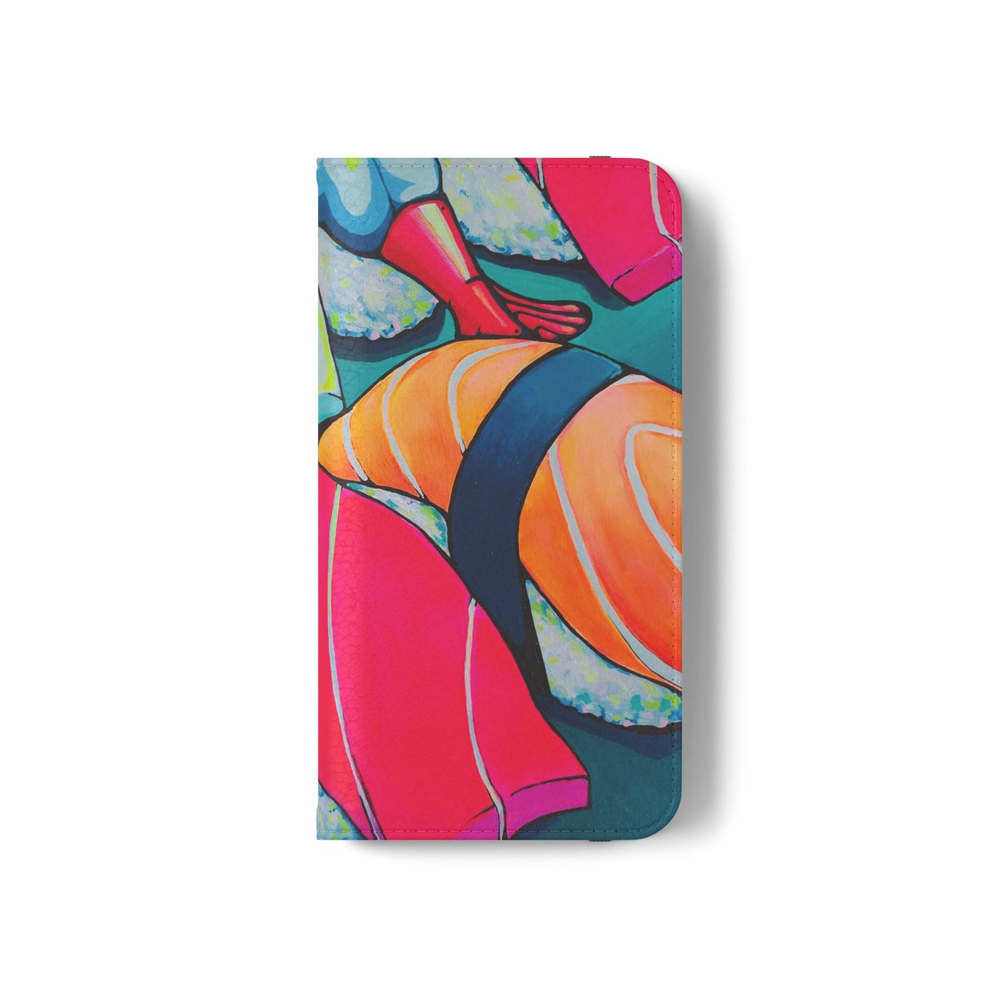Neon Sushi Flip Phone Case – Wallet Cover with Card Slots