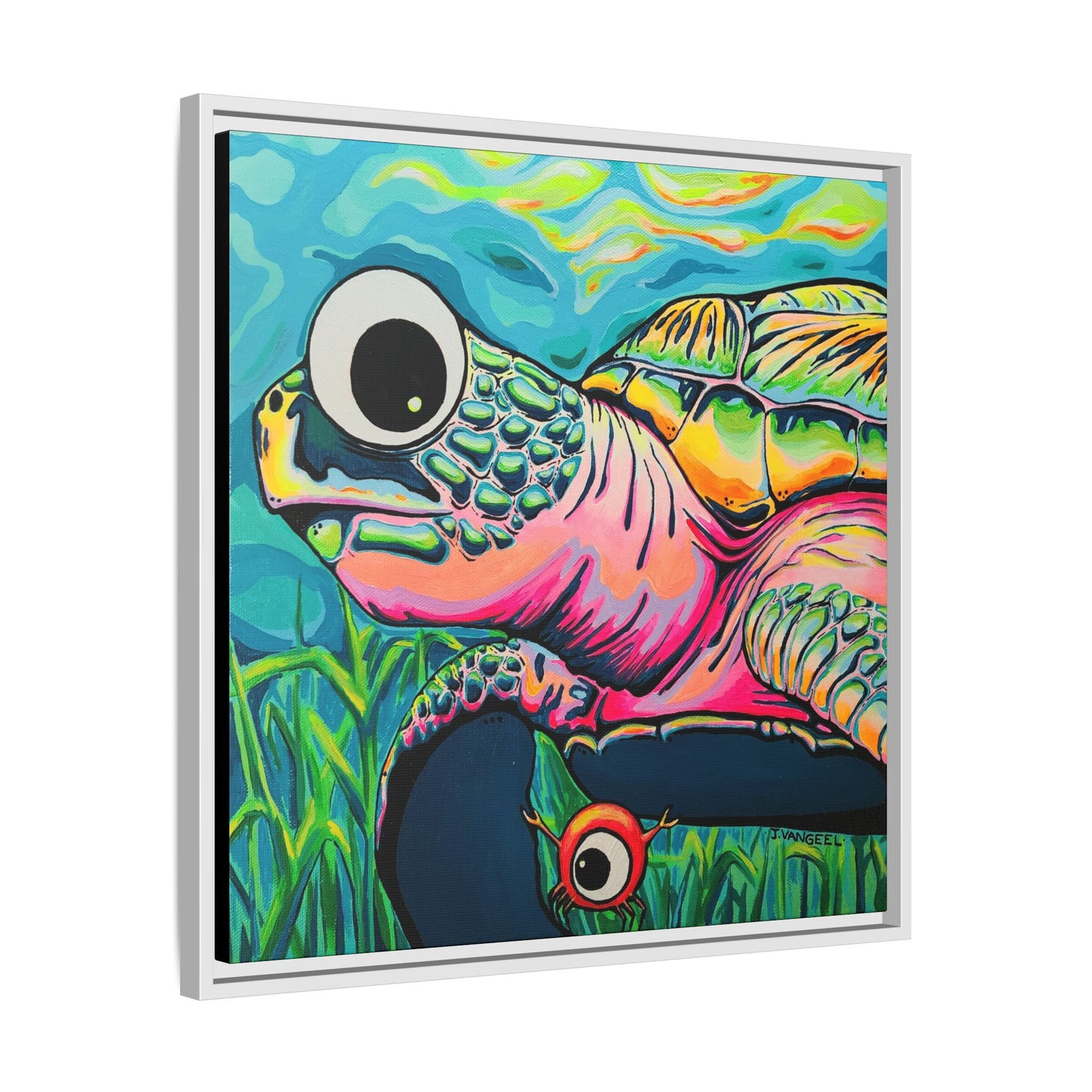 Framed Cyclops Turtle Canvas Print