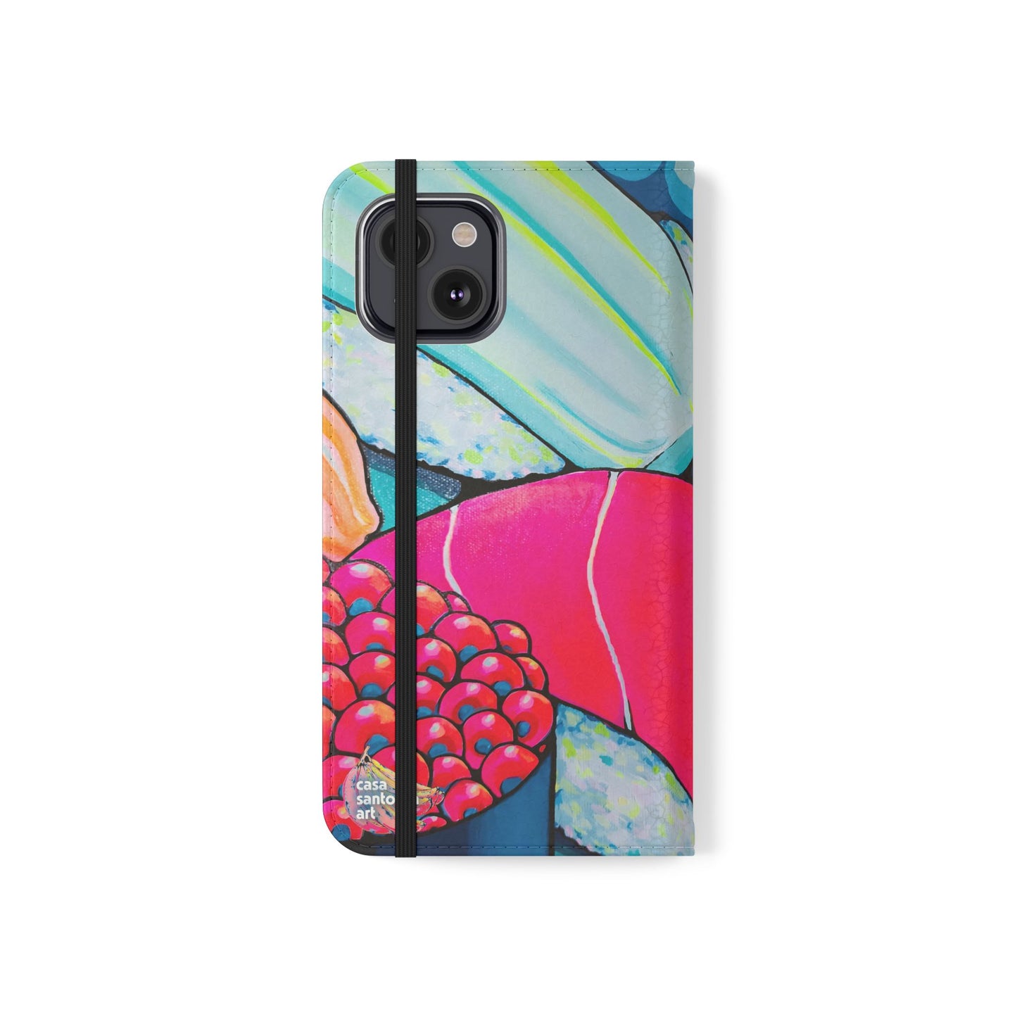 Étui portefeuille pour téléphone à clapet Neon Sushi avec porte-cartes