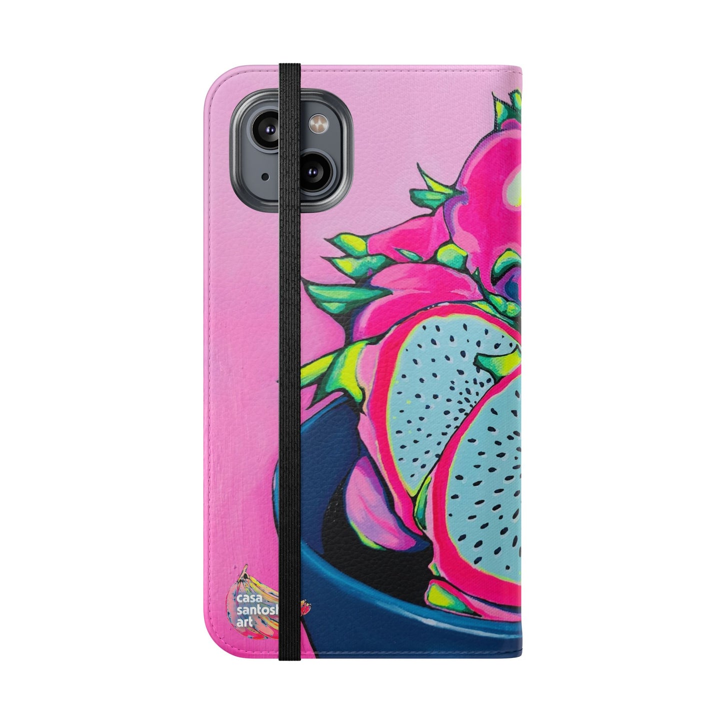 Neon Pink Dragon Fruit Flip Phone Case – Wallet Cover with Card Slots