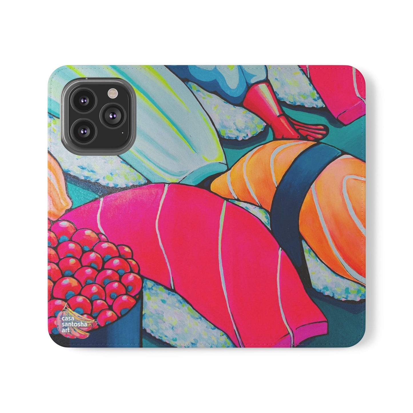 Neon Sushi Flip Phone Case – Wallet Cover with Card Slots