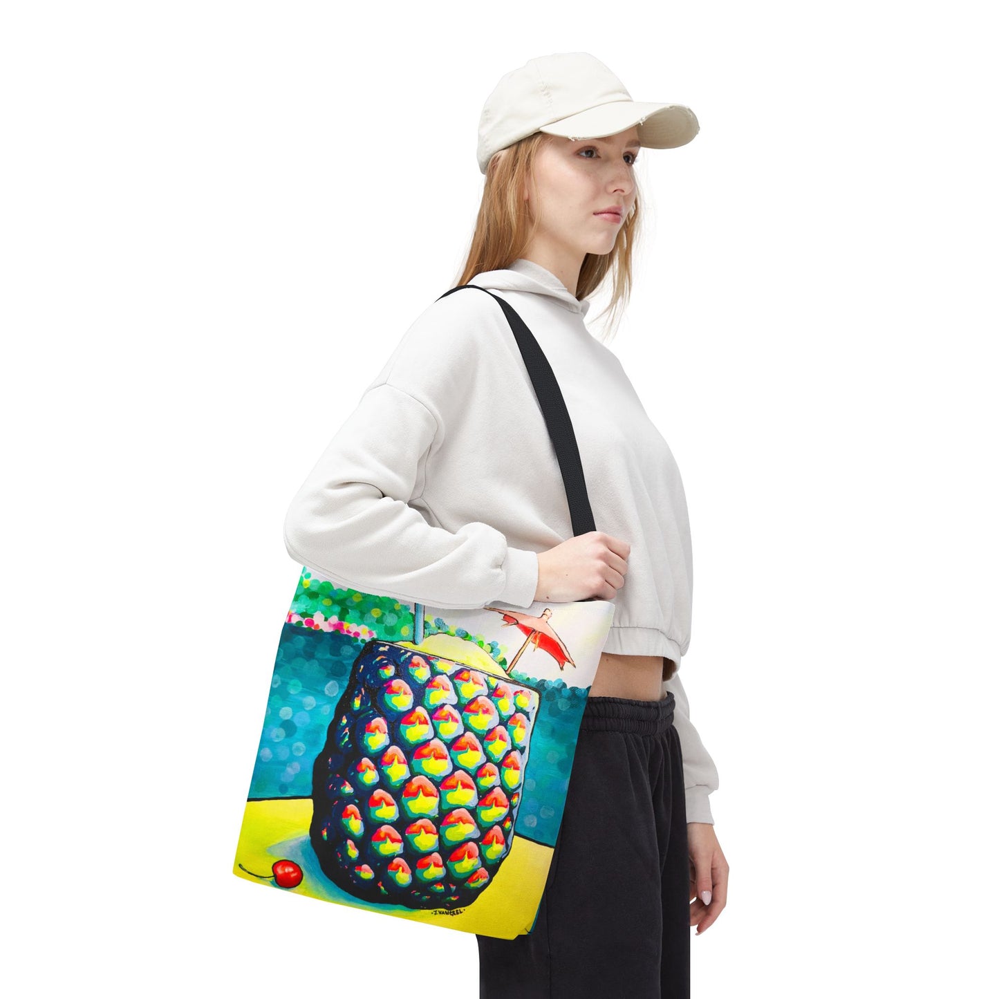 Premium Neon Piña Colada Tote Bag, Original Artist Design, Reusable Shopping Tote,  Eco-Friendly