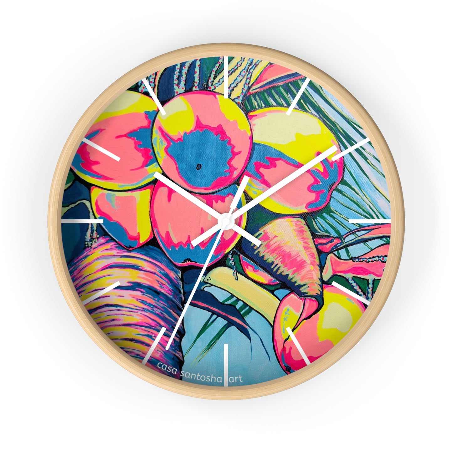 Neon Coconuts Pop Art Wall Clock