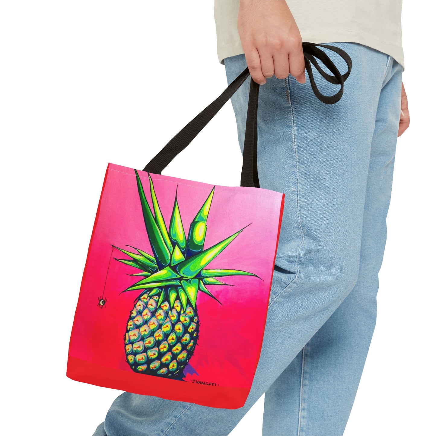 Premium Neon Pineapple Tote Bag, Original Artist Design, Reusable Shopping Tote, Eco-Friendly