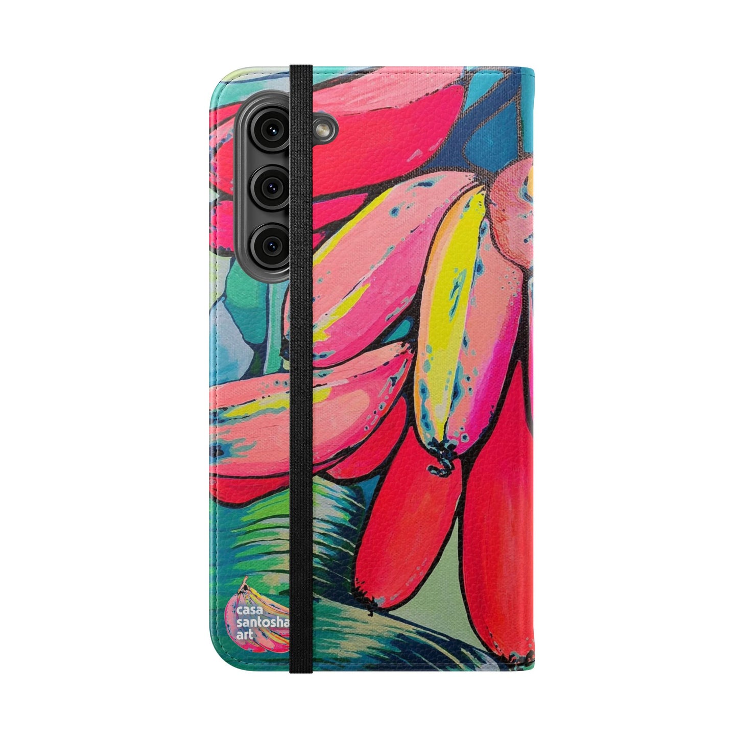 Neon Primitivo Bananas Flip Phone Case – Wallet Cover with Card Slots