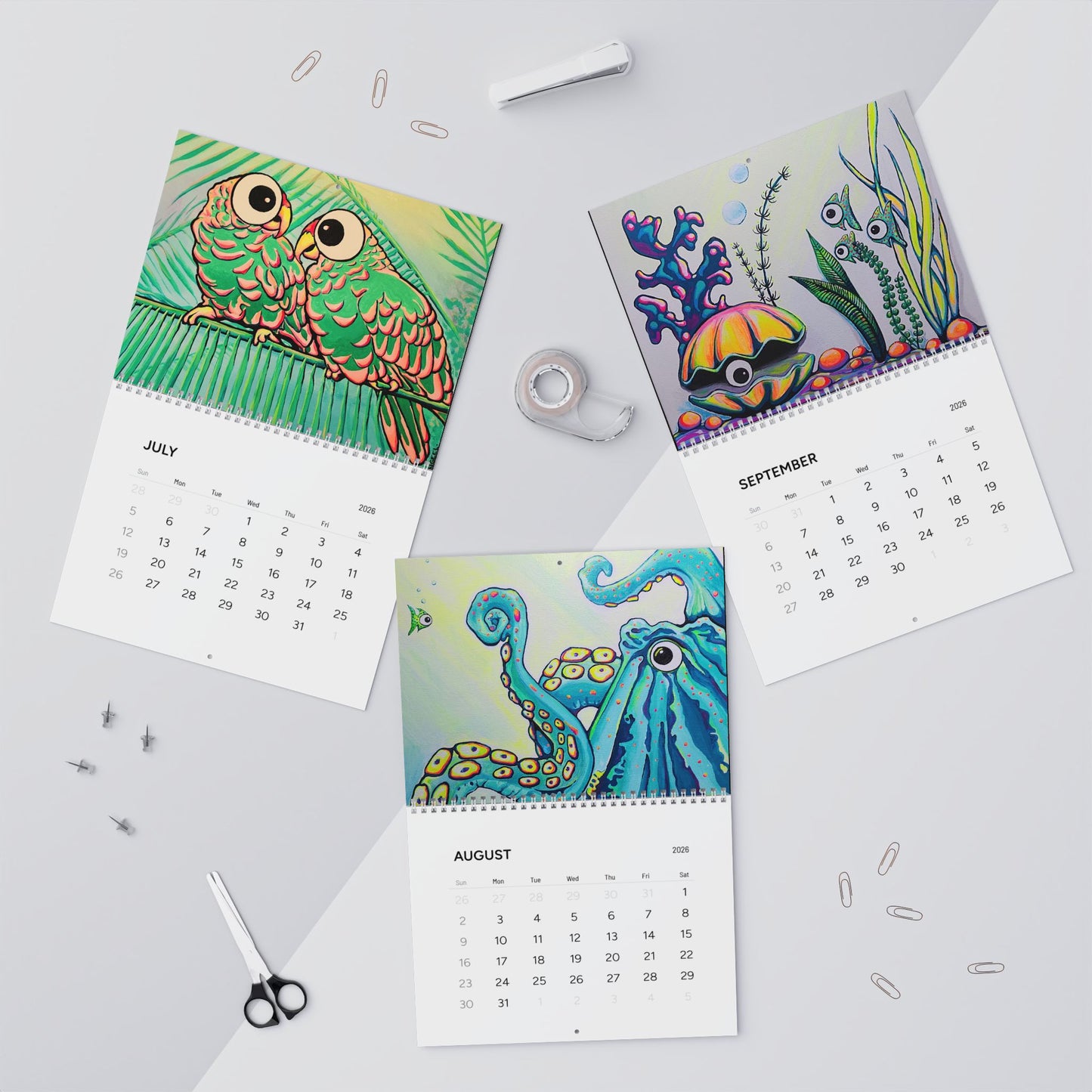 100% Cyclops Vibrant Art Wall Calendar 2026