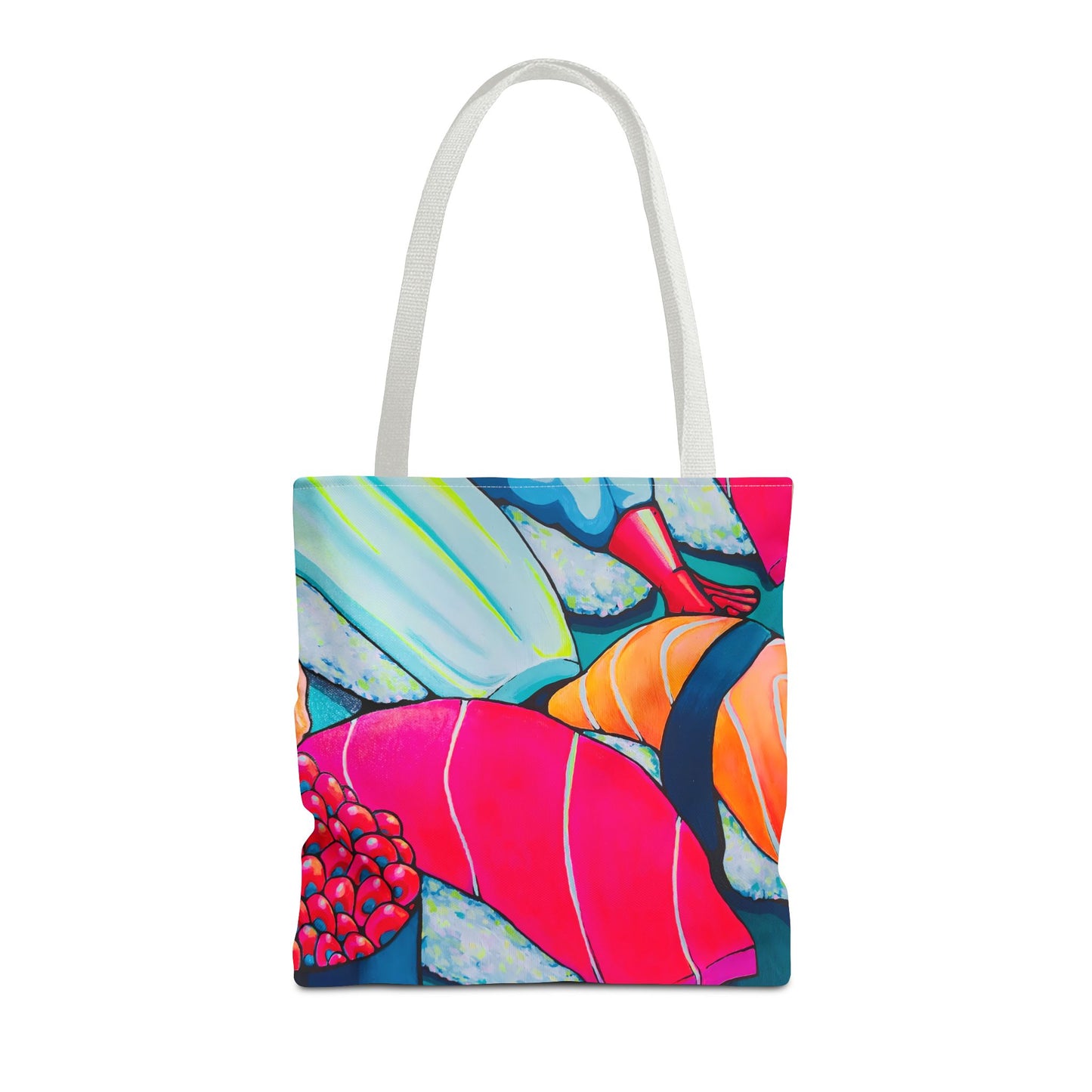 Sac fourre-tout Sushi Néon Premium, Design d'artiste original, Sac de courses réutilisable, Écologique