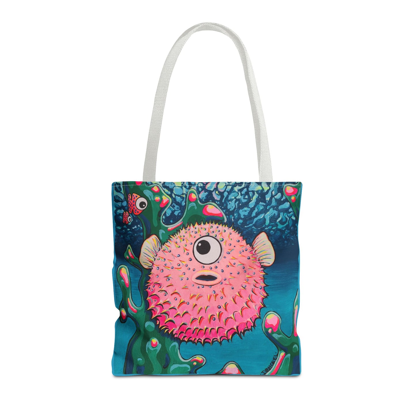 Premium Cyclops Pufferfish Tote Bag, Original Artist Design, Reusable Shopping Tote, Eco-Friendly