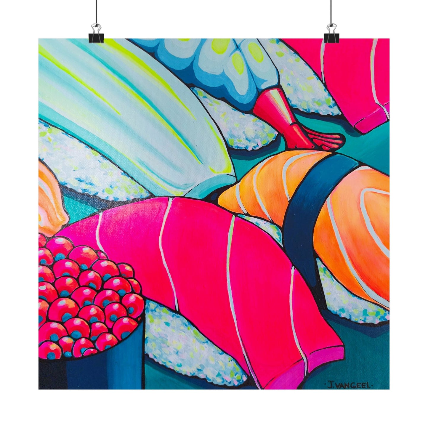 Neon Sushi Giclée Art Poster