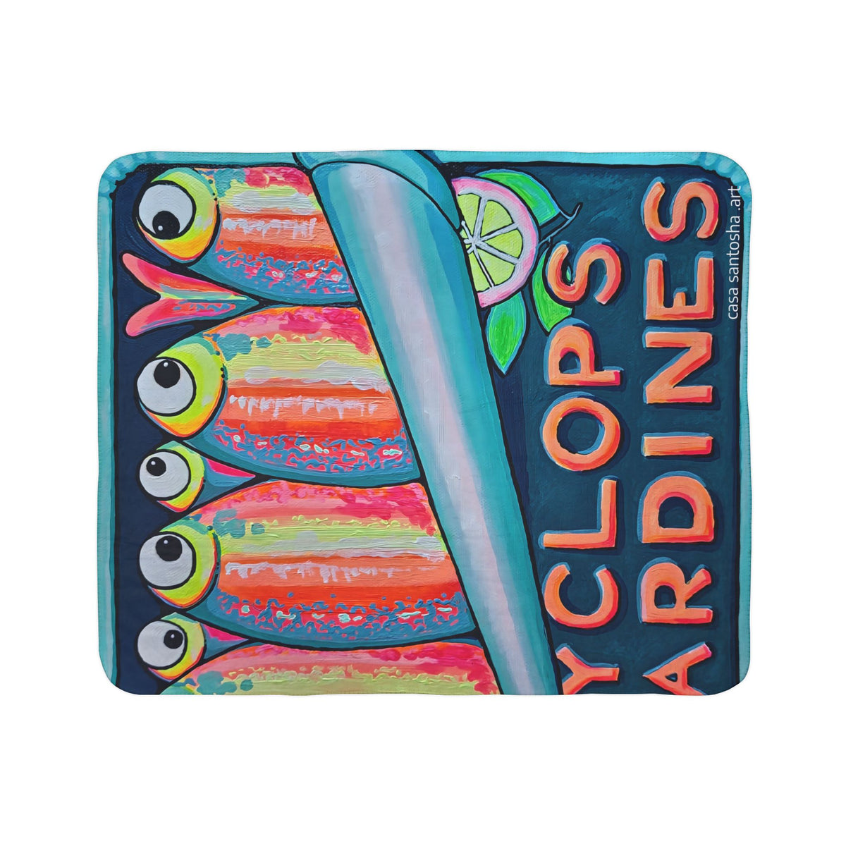 Neon Sardines Fleece Sherpa Blanket