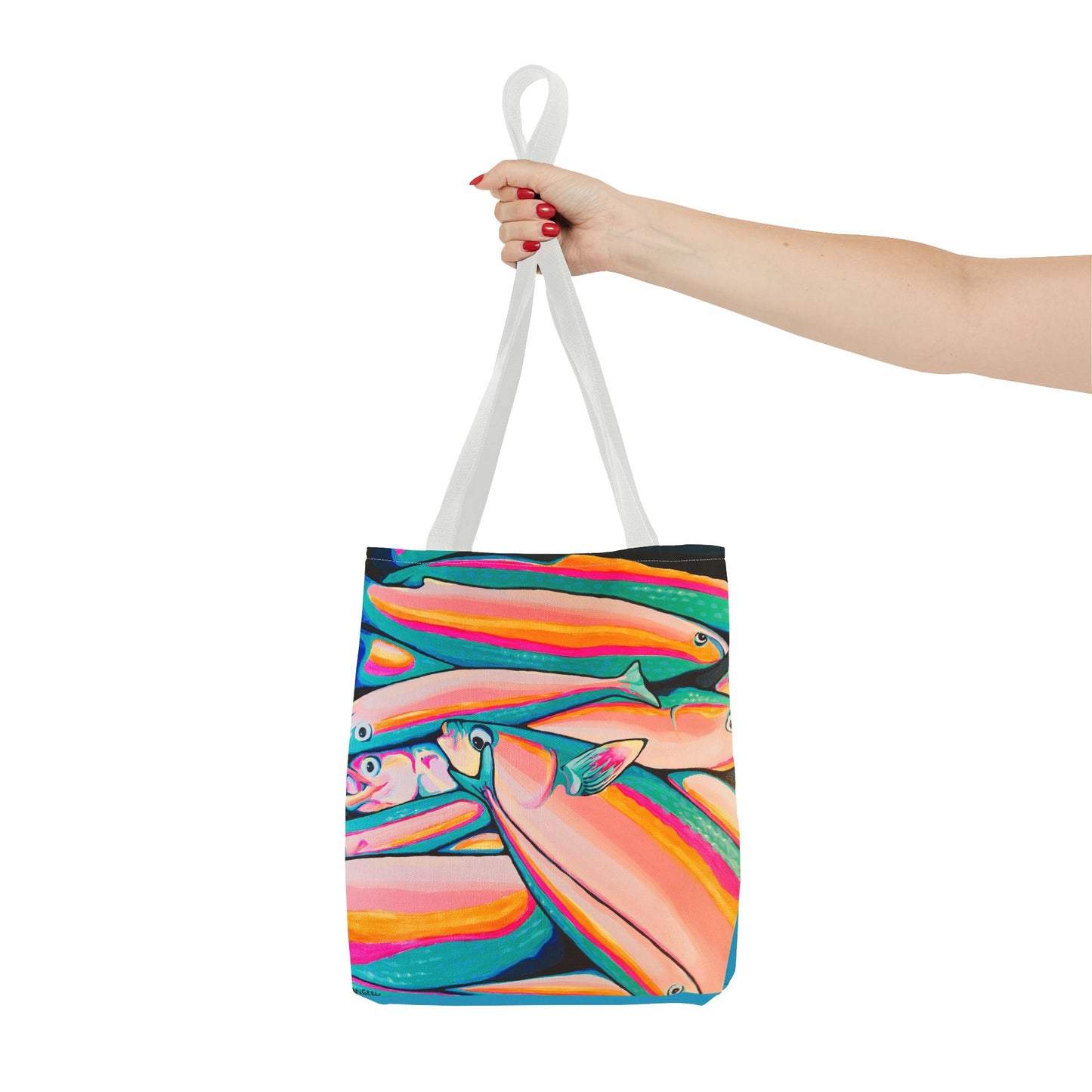 Premium Neon Fish Tote Bag, Original Artist Design, Reusable Shopping Tote, Eco-Friendly