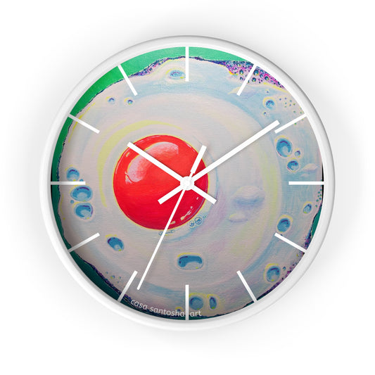 Neon Fried Egg Pop Art Wall Clock