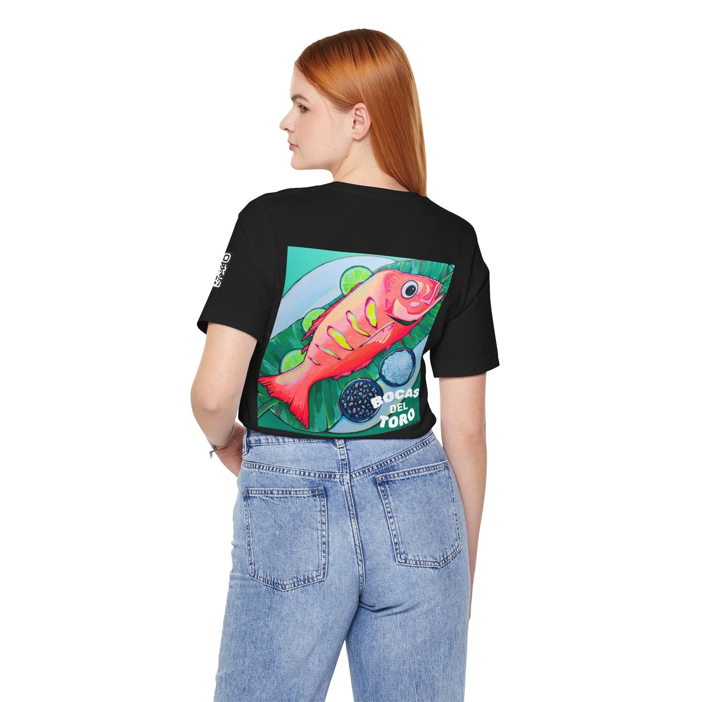 T-shirt unisexe néon à motif poisson frit