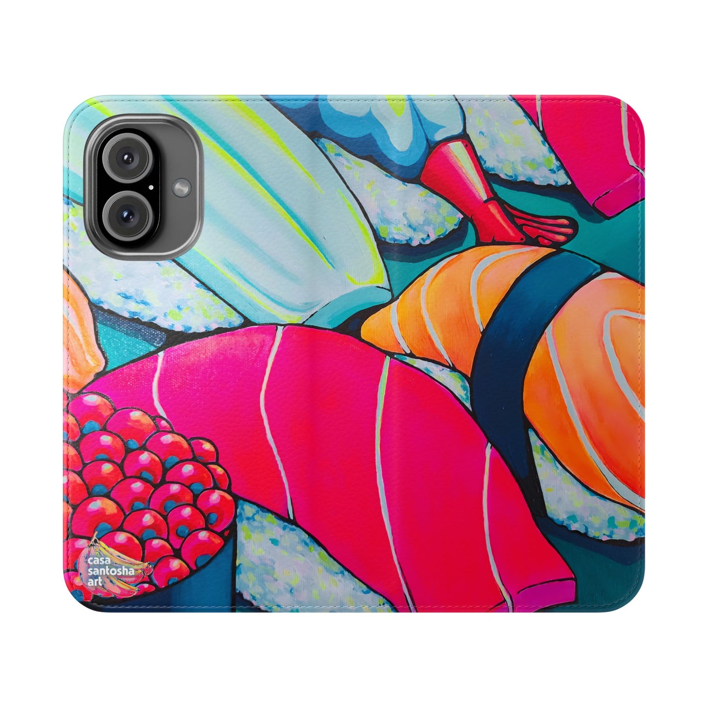 Étui portefeuille pour téléphone à clapet Neon Sushi avec porte-cartes